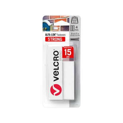 Velcro Brand Alfa Lok Strips - 76.2 x 25.4mm - 4 Sets - White