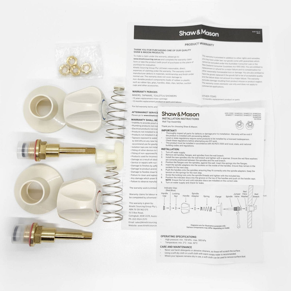 Shaw Mason Ivory Wall Top Assembly with Handles - 2 Pack - 65mm x 65mm x 105mm - Easy Installation