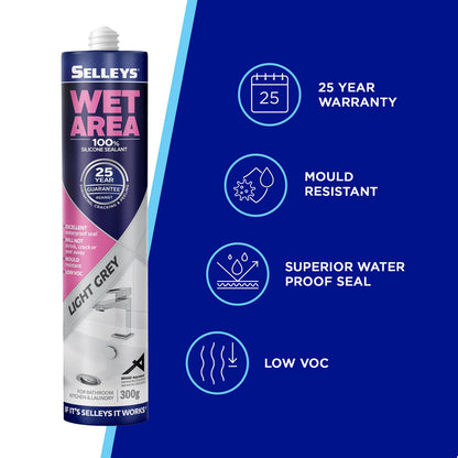 Selleys Waterproof Silicone Sealant - 300g - Light Grey