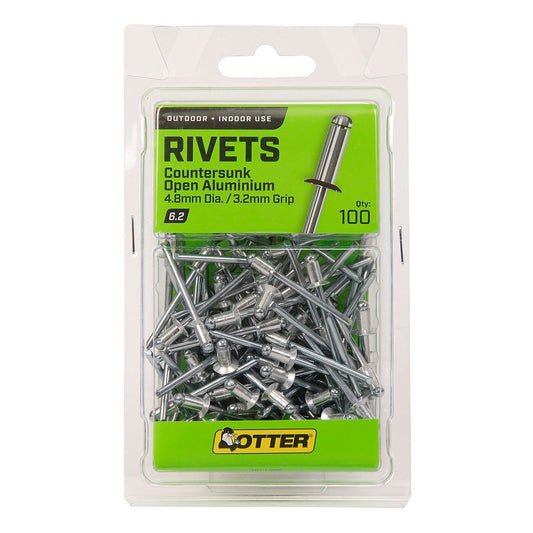 Otter Countersunk Aluminium Rivets - 4.8 x 3.2mm - 100 Pack