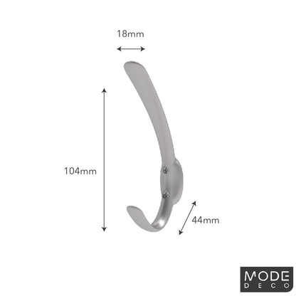 Mode Brushed Nickel Single Hat and Coat Hook - 17mm x 115mm x 45mm - Silver