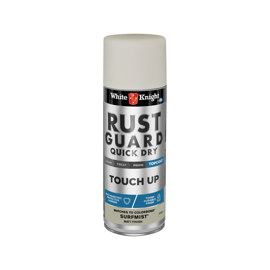 White Knight Rust Guard Quick Dry Touch Up Spray Paint - Surfmist Matt Finish 300g