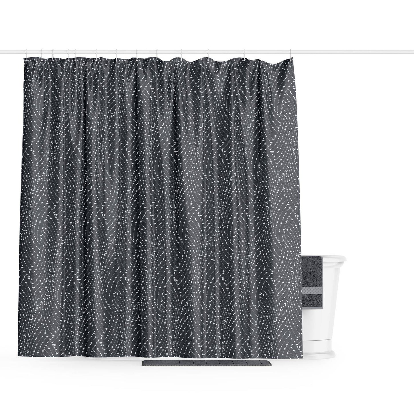 Barelli Long Drop Shower Curtain - 210 x 180cm - Midnight Mist