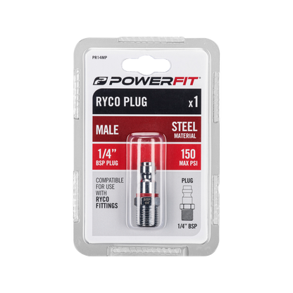 Powerfit Ryco Male Plug - 1/4"BSP - 150PSI