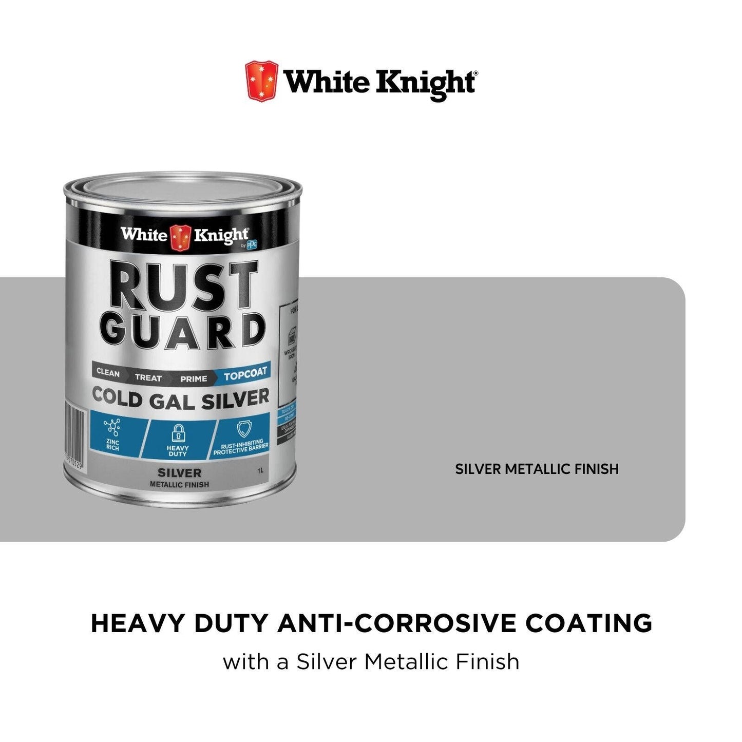 White Knight Rust Guard Cold Gal Silver Primer Paint - 1L