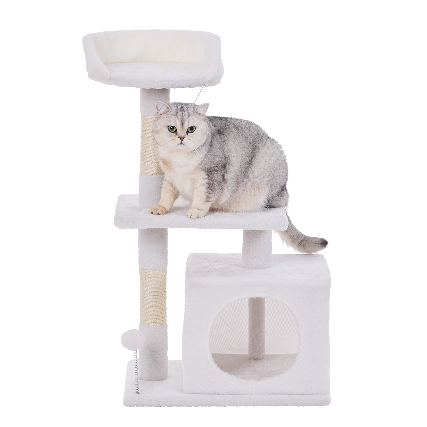 Happy Tails 2 Tier Cat Playhouse Tower - 86cm