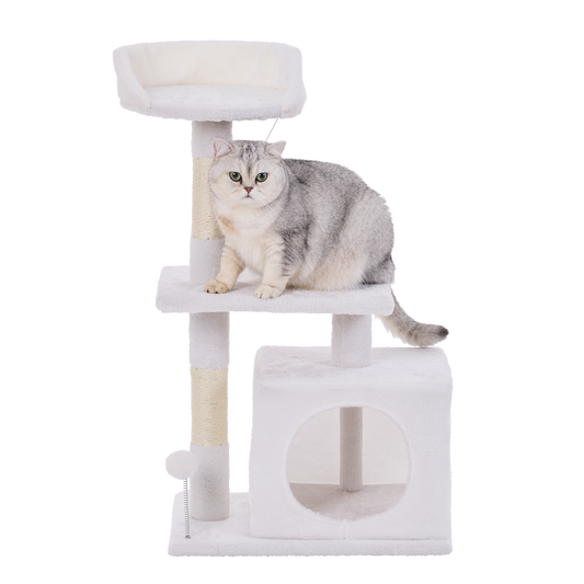 Happy Tails 2 Tier Cat Playhouse Tower - 86cm