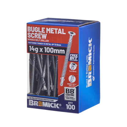 Bremick Metal Bugle Screw - 14g x 100mm - T40 B8