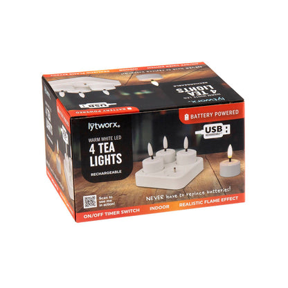 Lytworx Battery Operated Tea Lights - Warm White - 4 Pack