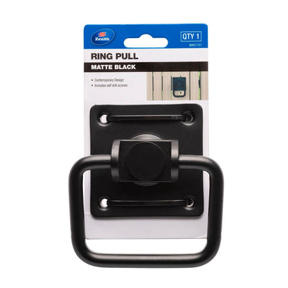 Zenith Matte Black Gate Ring Pull Handle - 108 x 32 x 115mm