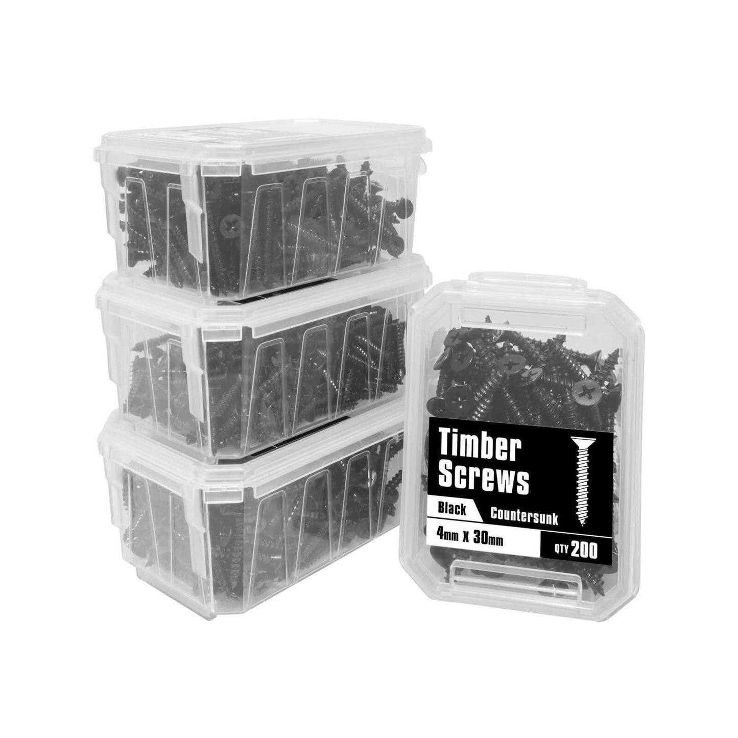 Pinnacle Countersunk Timber Screws - 4 x 30mm - Black