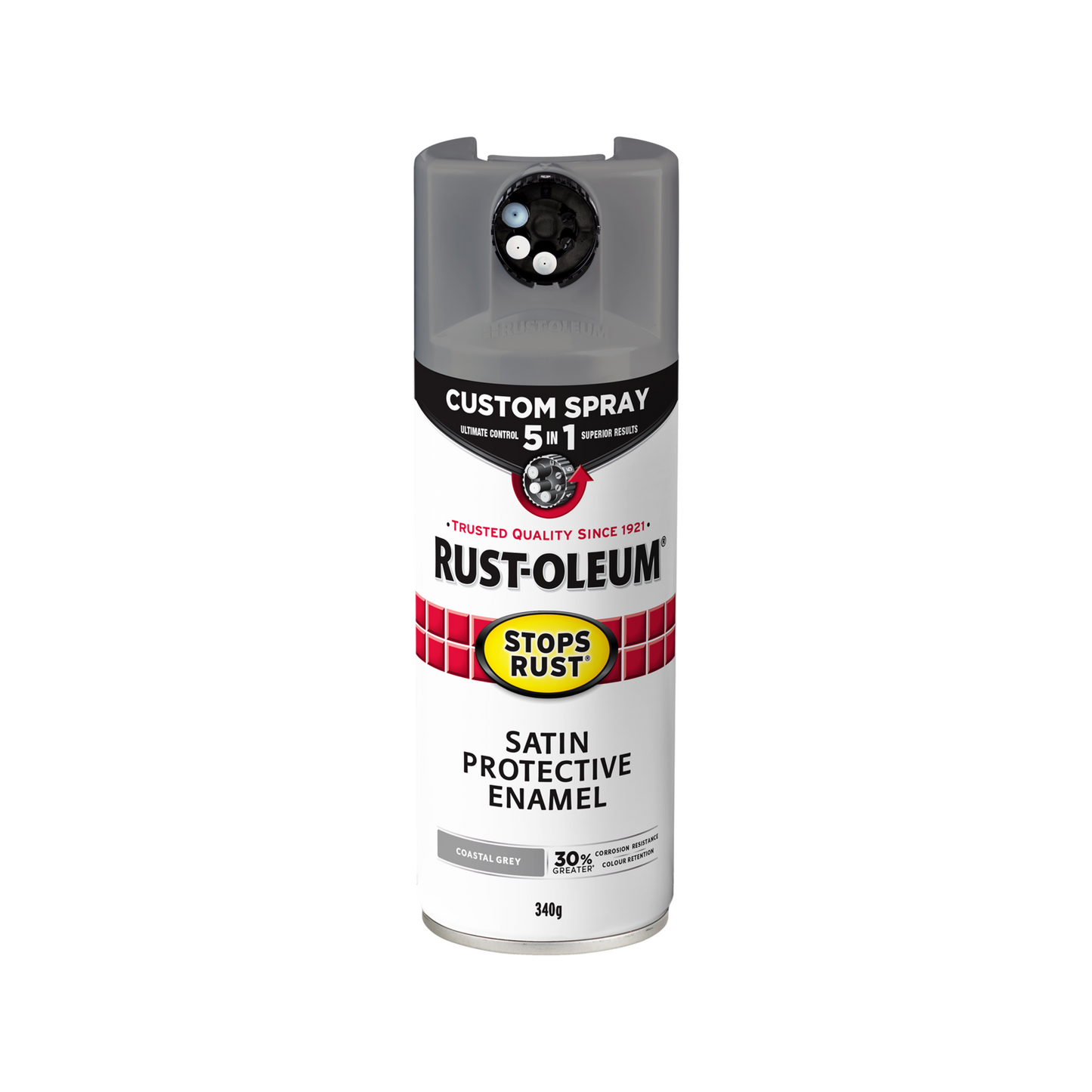 Rust Oleum Coastal Grey Satin Spray Paint - 340g - 5 in 1