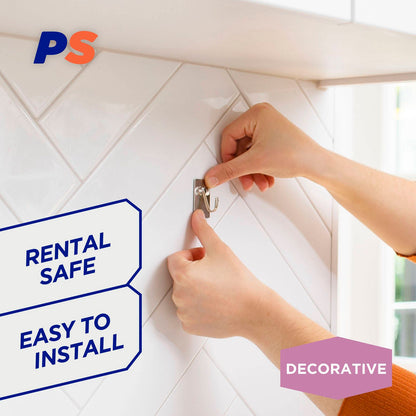 Permastik Small Steel Kitchen Hooks - Holds 500g - 6 Pack