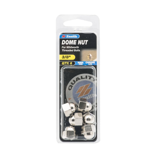 Zenith Dome Nuts - 3/8" - Chrome - 6 Pack