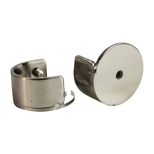 Pillar 16mm Brushed Chrome Curtain Rod Stirrup Bracket 2 Pack