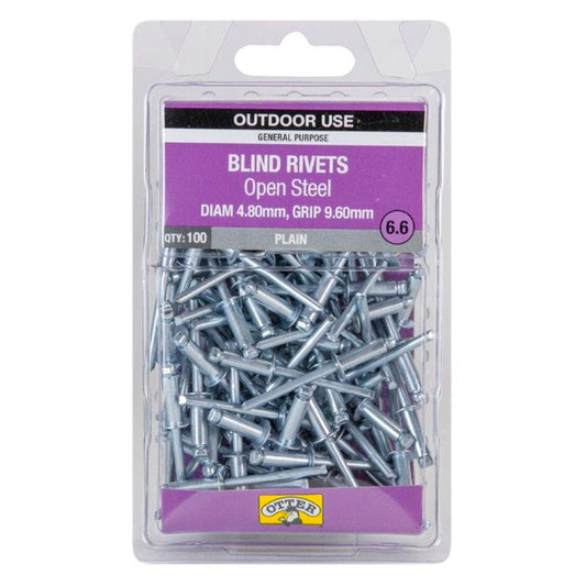 Otter Open Steel Blind Rivets - 8 x 9.6mm - 100 Pack