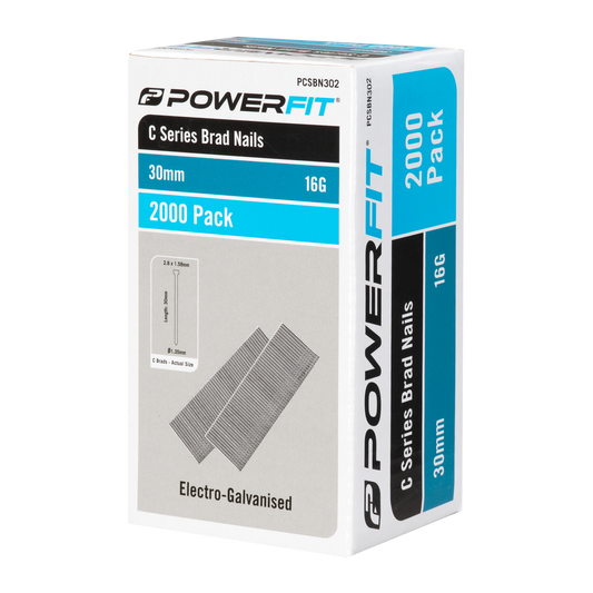 Powerfit C Series Brad Nails - 30mm - 2000 Pack