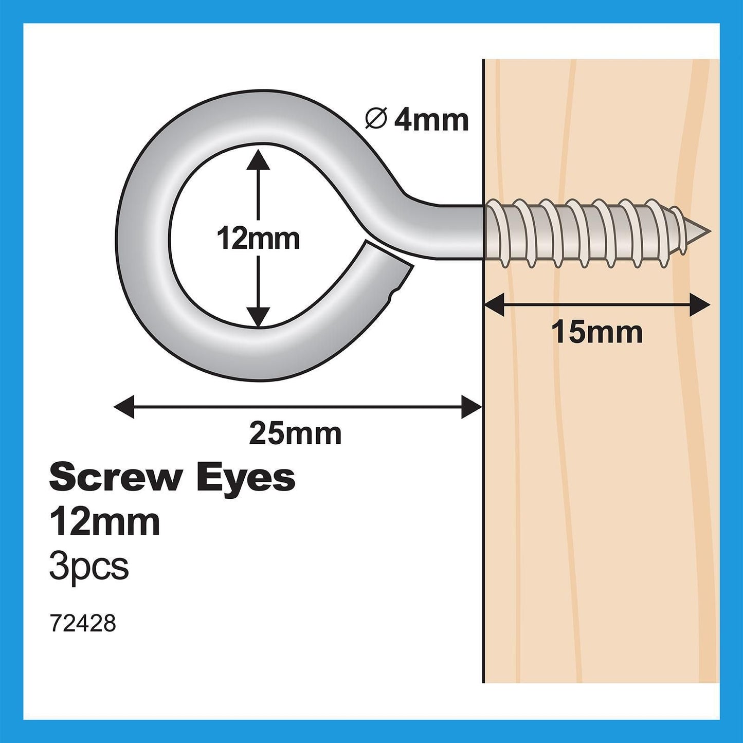 Everhang Screw Eye Hooks - 12mm - 3 Pack