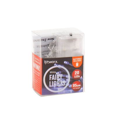 Lytworx White Fairy Lights - 20 LEDs - 95cm - Battery Operated - Warm Glow