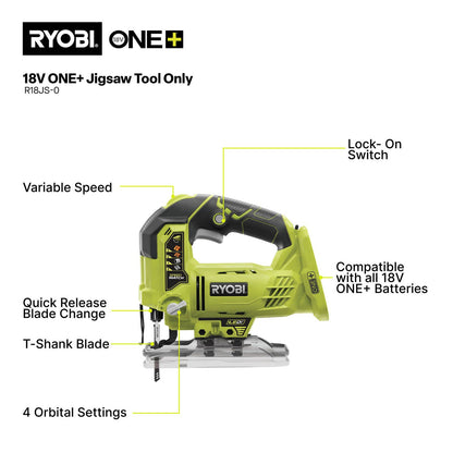 Ryobi ONE+ Jigsaw Kit - 2Ah - 108 x 226 x 388mm