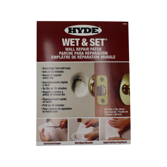 Hyde Wet and Set Plaster Repair Patch - 127 x 381mm - Cotton Fiber - Quick Set