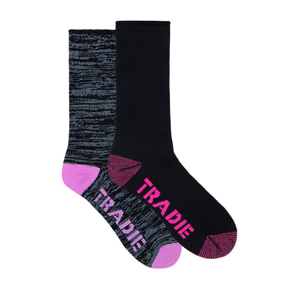 Tradie Women's Heavy Duty Cotton Crew Socks - Size 5-8 - 2 Pack