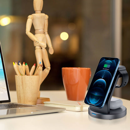 Antsig 15W 3 in 1 Magnetic Wireless Charging Stand - 98 x 108 x 98mm