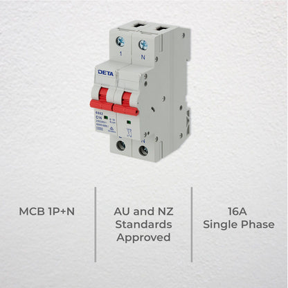 Deta Single Phase MCB - 16A - 1P NC Curve 10kA