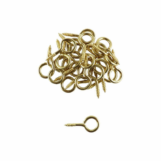 Everhang Screw Eyes - 4mm - Brass - Light Duty - 25 Pack