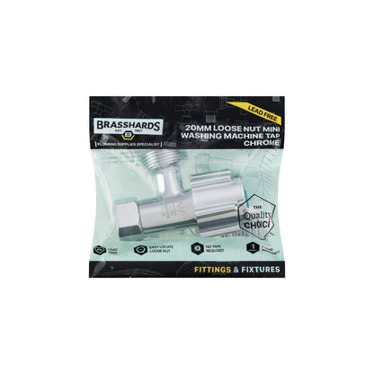 Brasshards Loose Nut Mini Washing Machine Tap - 20mm - Chrome