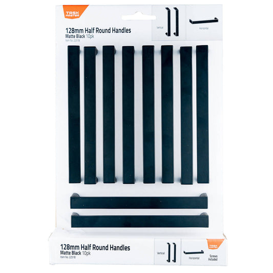 Taskmaster 128mm Matte Black Round Handle - 10 Pack