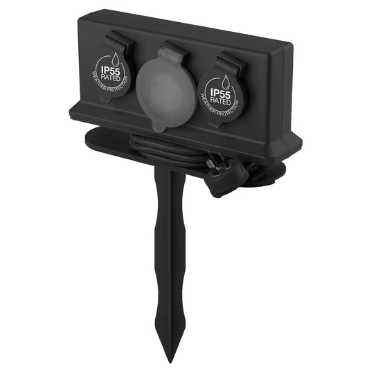 Arlec Outdoor Powerboard with Timer - 4 Outlet - 1.8m - Dark Grey