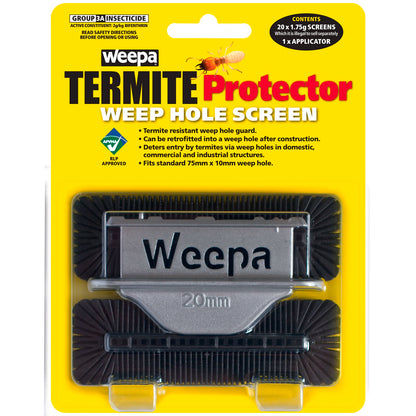Weepa Termite Protector Weep Hole Screen - 30 x 93mm - 20 Pack - Black