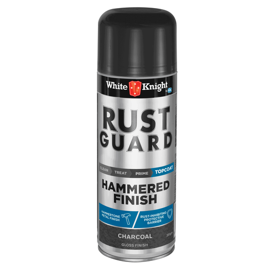 White Knight Rust Guard Hammered Finish Spray Paint - Charcoal Gloss Finish 350g