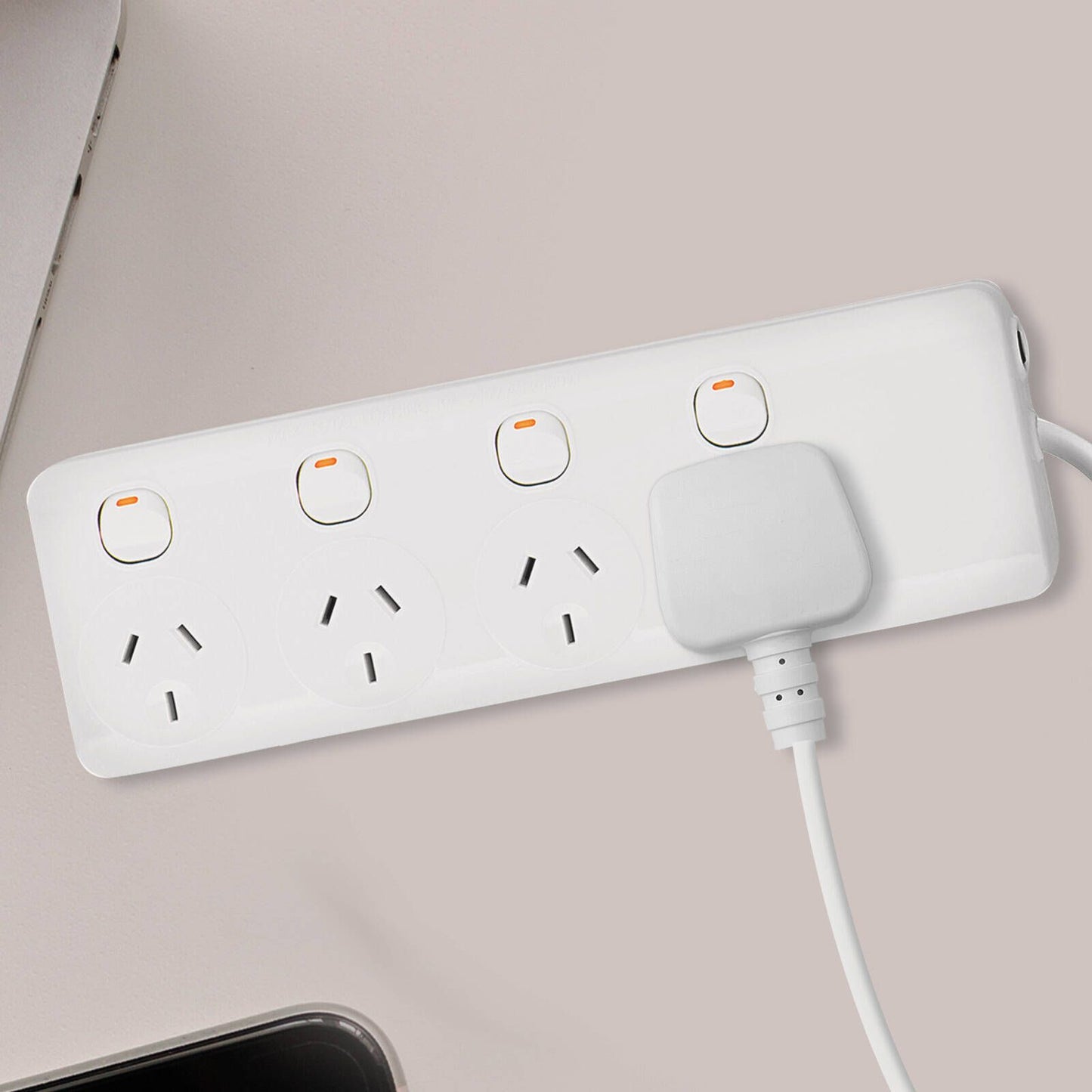 Arlec Individually Switched Powerboard - 4 Outlet - 1.8m - White