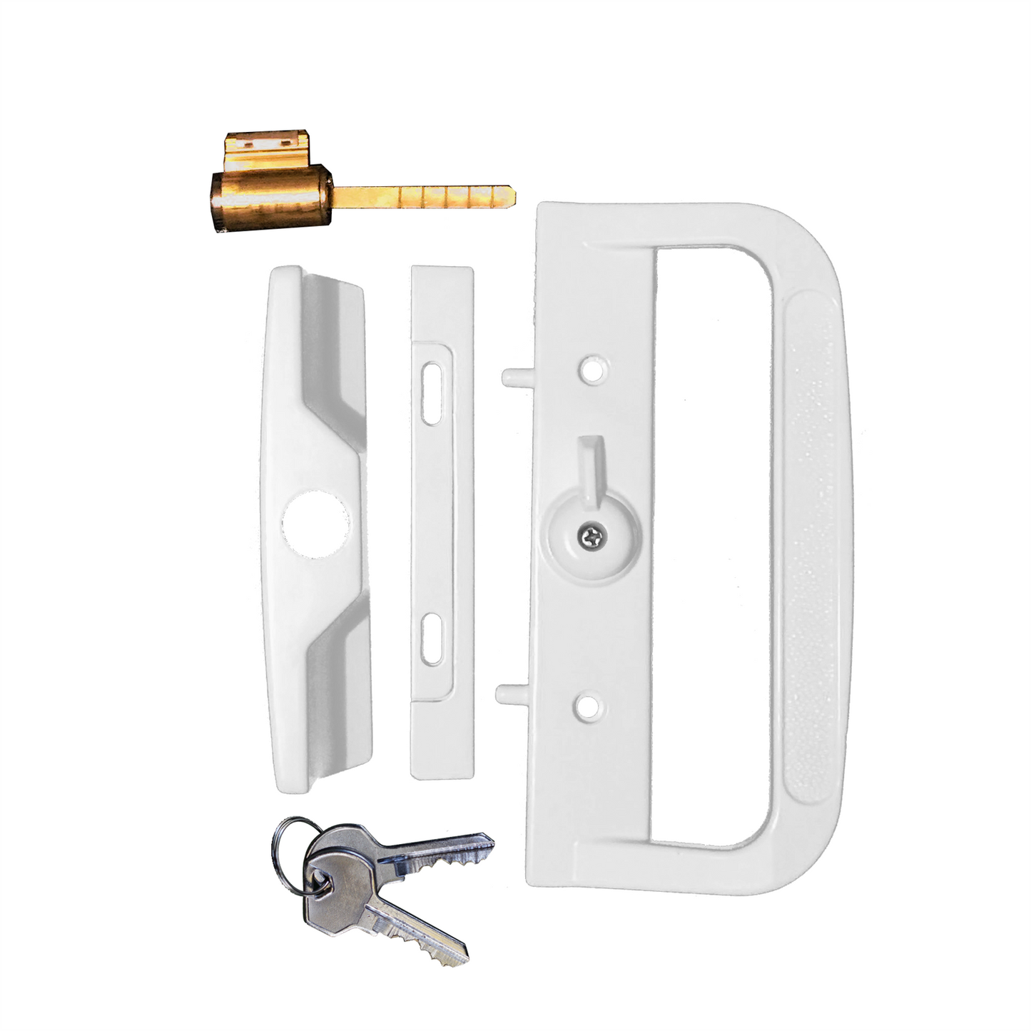 Rolltrak White Sliding Patio Door Keyed Lock Set - 200mm