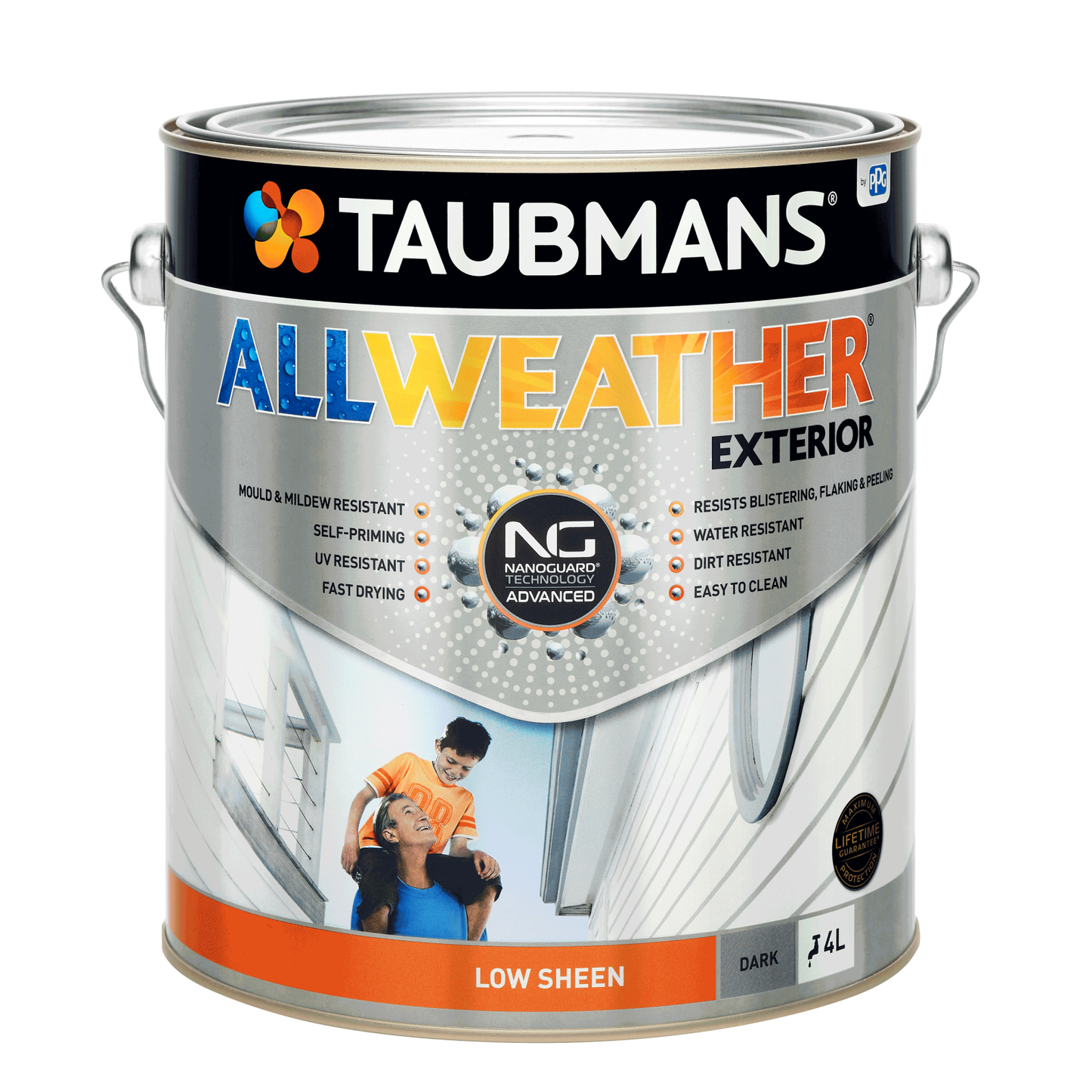 Taubmans All Weather Exterior Paint - 4L - Dark - Low Sheen
