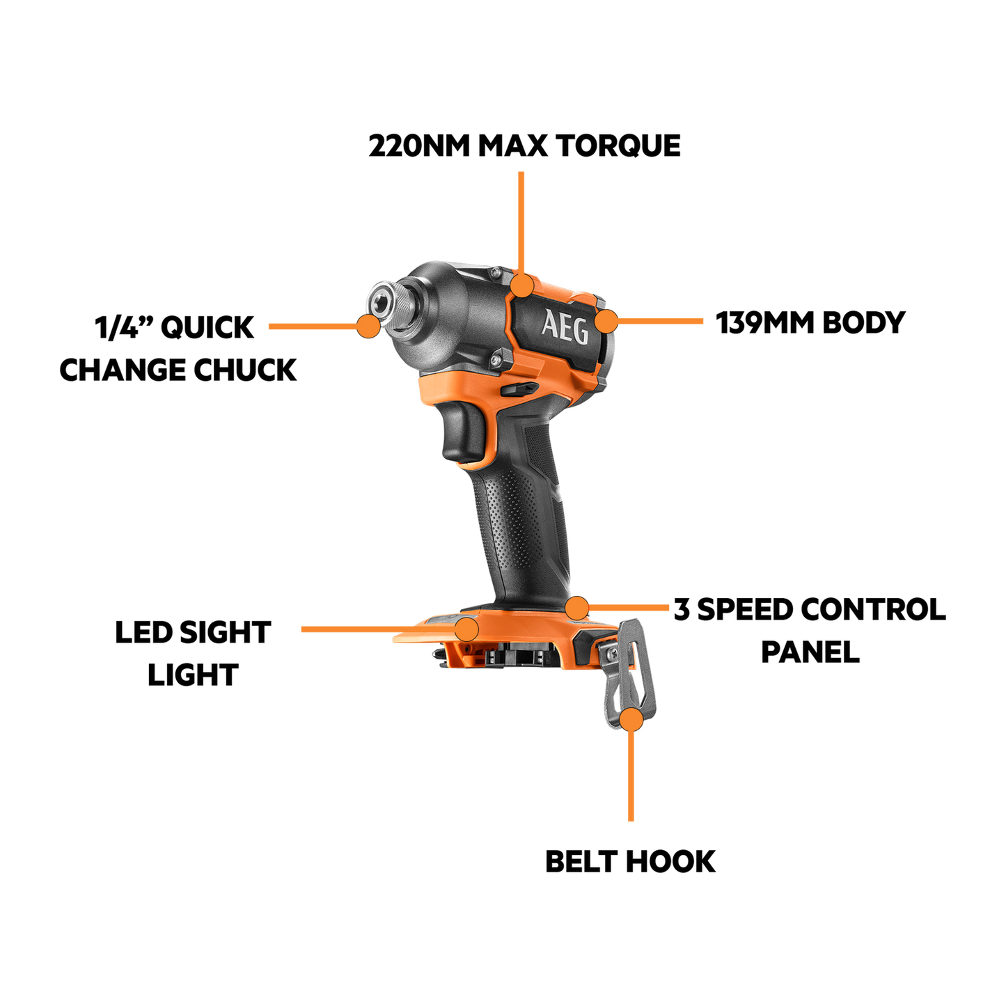 AEG Brushless Impact Driver Kit - 18V - 5.0Ah - 220Nm