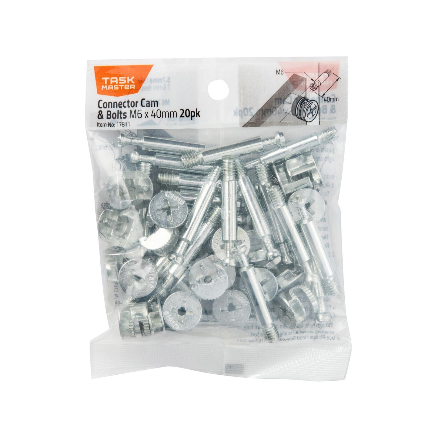 Taskmaster Connector Cam Bolts - M6 x 40mm - 20 Pack