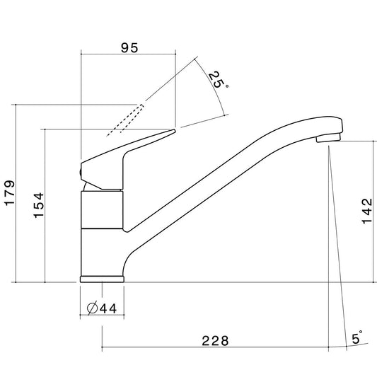 Caroma Chrome Sahara Sink Mixer - 40 x 150 x 228mm