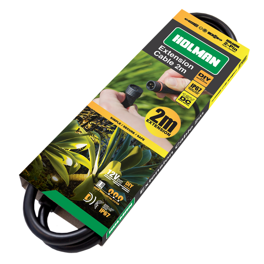 Holman Warm White Garden Light Extension Cable - 2m - Black