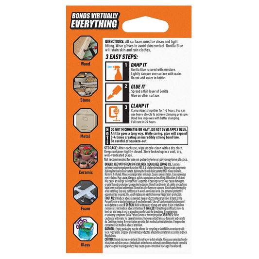 Gorilla 59ml Glue Bottle - Waterproof - Strong Adhesive - Versatile Use