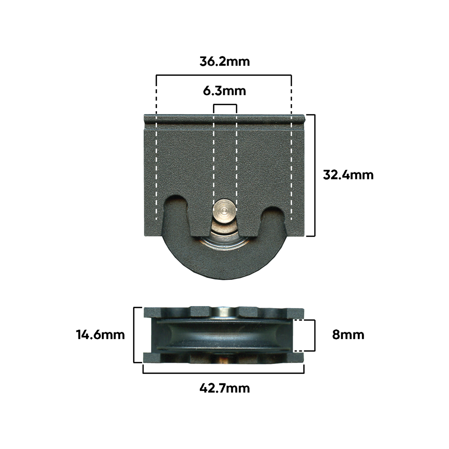 Rolltrak Heavy Duty Carriage - 43 x 44mm