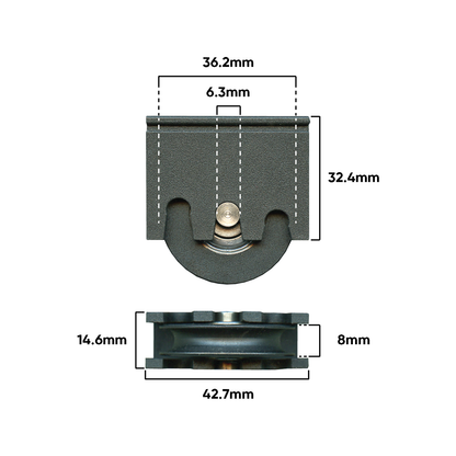 Rolltrak Heavy Duty Carriage - 43 x 44mm
