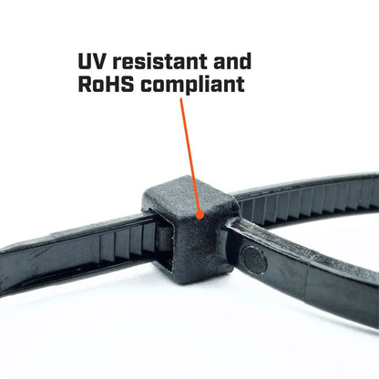 Crescent Black Cable Ties - 200 x 4.6mm - 100 Pack