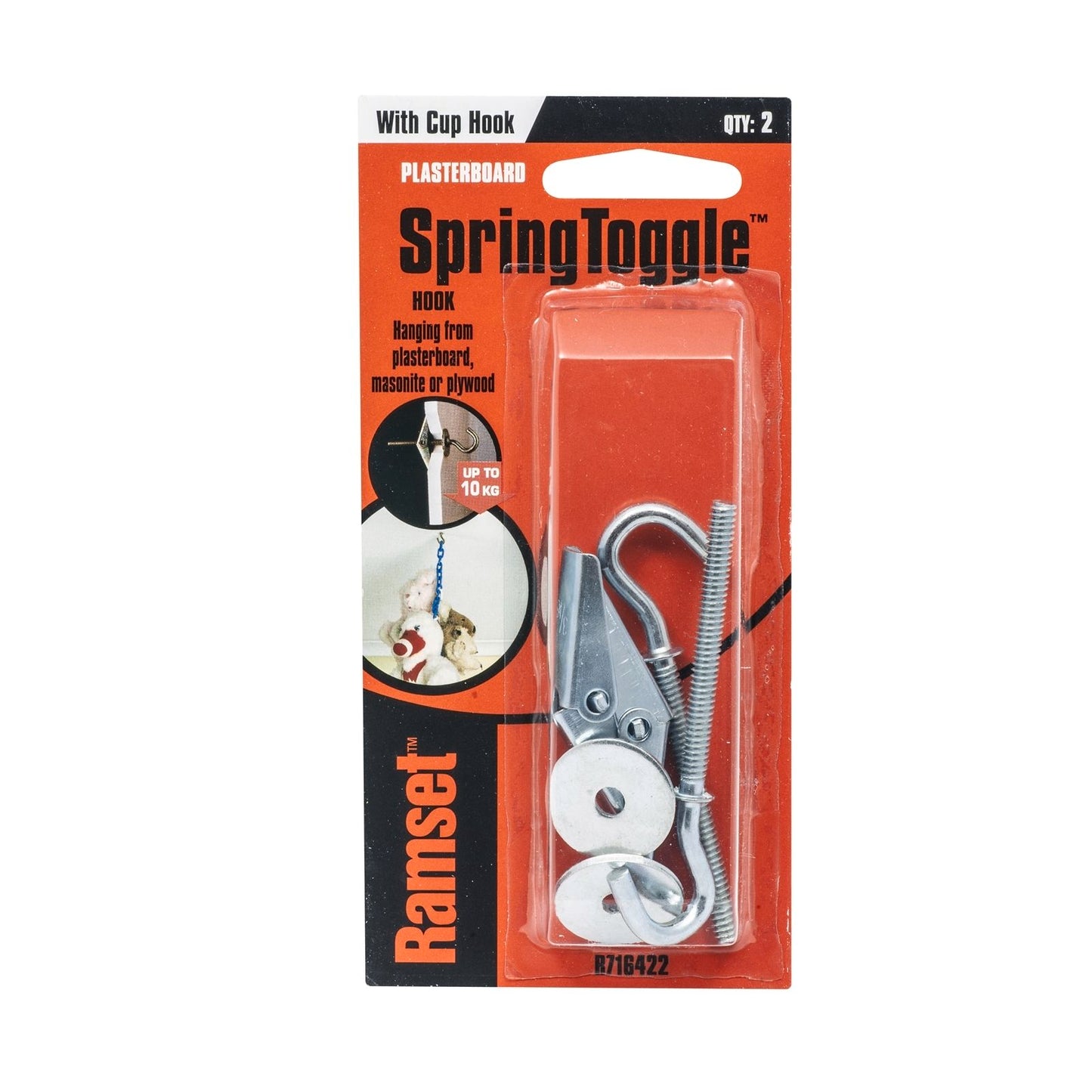 Ramset Spring Toggle - Round Cup Hook - 2 Pack