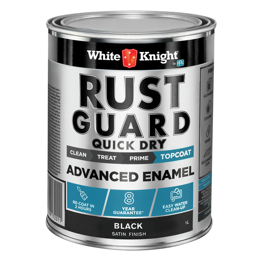 White Knight Rust Guard Black Satin Enamel Paint - 1L