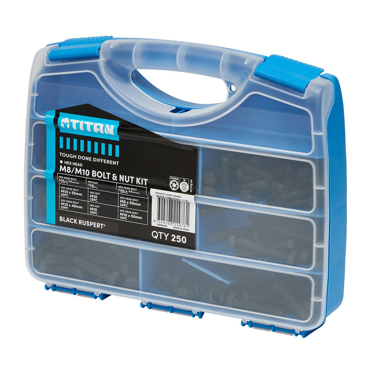 Titan Bolt and Nut Kit - M8 M10 - 316 x 256 x 60mm - 250 Piece