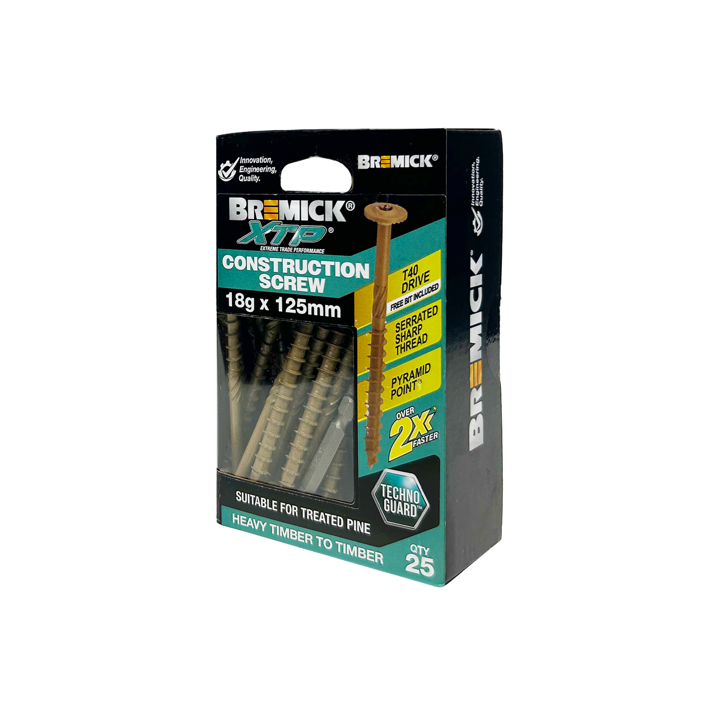 Bremick Xtp Construction Screw - 18g x 125mm - TechnoGuard Tan - 25 Pack