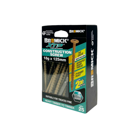 Bremick XTP Construction Screw - 18g x 125mm - TechnoGuard Tan - 25 Pack